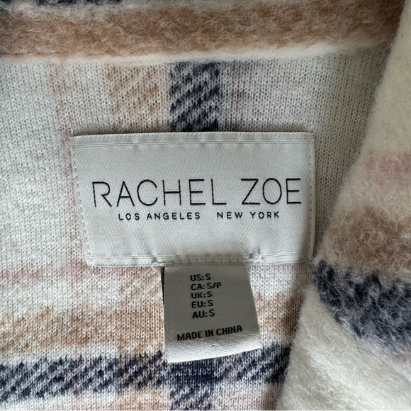 Rachel Zoe Plaid Coat in White and Blue - Picture 2 of 3